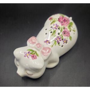 Vintage Avon Pig Figurine Potpourri Pink Floral Pomander Cottagecore 70s